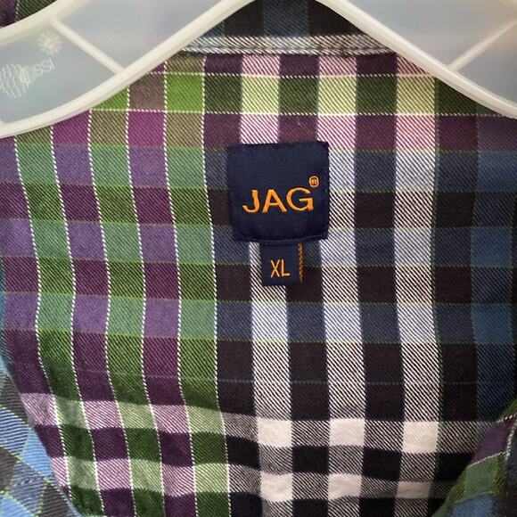 Jag women’s XL checkered flannel button down cotton shirt top - Picture 3 of 5